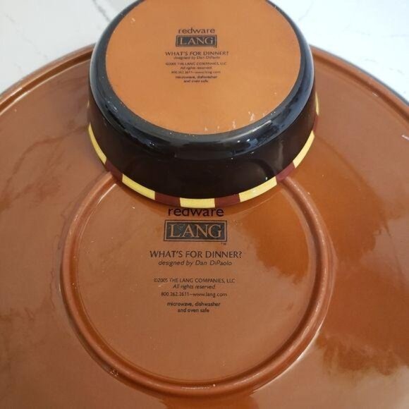 Lang Whats For Dinner Redware Star Serving Platter & Dip Bowl patriotic country - Picture 5 of 6